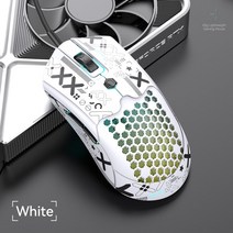 M5 RGB 백라이트 12000 DPI 벌집 질감 디자인 초경량 유선 마우스 7 키 PAW3325 센서 게임용 마우스, 화이트