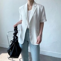 [레티고] 투버튼 루즈 반팔 자켓