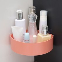 욕실젠다이 젠다이 욕실 선반 주최자 화장실 접착제 샴푸 젤 보관 바구니 장식 욕실 코너 샤워 선반 랙 액세서리 욕실선반 20, 라운드 핑크