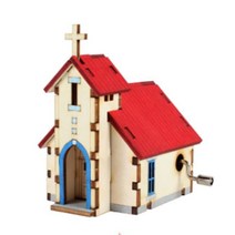 크리스마스 수동 오르골 DIY 교회 C 소품 제작, 단일제품