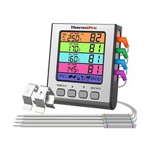 주방 고기 온도계ThermoPro TP-17 Dual Probe Digital Cooking Meat Thermometer Large LCD Backlight Food Grill, 4 Probes
