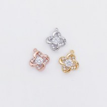 라인 트위스트 큐빅 꽃 펜던트 팔찌만들기 귀걸이만들기 목걸이펜던트 동대문부자재 키링부자재, 로즈골드(핑크)