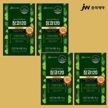JW중외제약 징코120 기억력 및 혈행 개선에 도움을 줄 수 있음 식약청 식약처 인증 은행잎추출물 비타민E 비타민B6 영양제, 4개