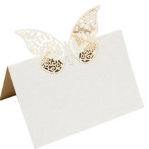 생일축하카드 팝업카드 메세지 세트나비 레이저 컷 테이블 이름 장소 카드, 06 Ivory_01 9x12cm