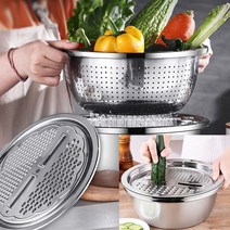 스텐 볼+채망볼+채칼 3종세트 스텐레스망 건조채반 바구니 소쿠리
