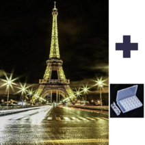 루시앤에밀리 DIY 보석십자수세트 + 고급보관함(28구), 1세트, 에펠탑의 밤 40x50+28구 보관함