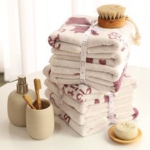 30수 냥이 데일리 세면수건 4종세트, 냥이 일러스트 수건 4종 1세트 (리본)