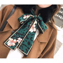 부드러운 호피무늬 리본 목도리 부모님선물 30대여성 50대엄마선물 핸드백스카프 간절기머플러 생신선물