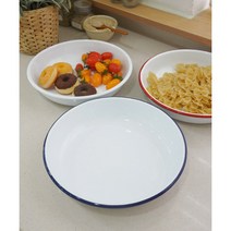법랑 원형 파스타 볼 (3color) 홈카페 접시, 화이트, 1개