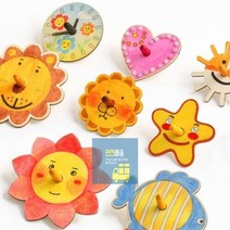 나무팽이 팽이심포함재료 유아 미술놀이 초딩 유아 만들기 키트 초등학생 만들기 세트, 물고기 UDOWD003G