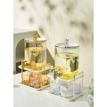 카페 뷔폐 음료 워터 디스펜서 대용량 내열유리물병, 휴대용곰물탱크  6컵세트 호박색