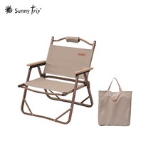 SUNNYTRIP 캠핑 의자 접이식 폴딩 로우 체어 + 수납가방, M 사이즈, 베이지