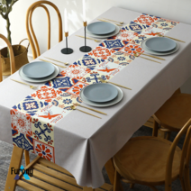 Furong 식탁보 방수 기름 방지 세탁 및 화상, 120*120cm (정사각형 테이블에 적합), 해피 눈썹 (방수 및 내유성)