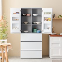 [리코디자인] 바이엘 광폭800 팬트리장 하부서랍수납장, 800 하부서랍 팬트리장, 투톤그레이