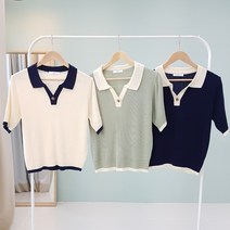단정한 배색카라 반팔니트