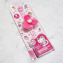 헬로키티 키즈비타 선풍기 1개 어린이 캐릭터 팔찌 시계형 휴대용 장난감 와치 맛있는 복숭아맛 캔디