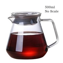 커피포트 드롱기 커피드립퍼 핸드드립주전자 커피머신 glass v60 range server coffee jug decanter clear brew 차 투수 heatbale 뚜껑, 클리어 500ml