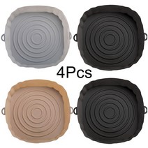 에어프라이어 실리콘용기 에어 프라이어 오븐 베이킹 트레이 4 개 치킨 후라이 실리콘 바구니 매트 냄비, 18 4Pcs Mixed D