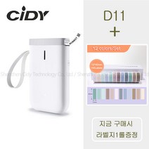 휴대용 무선 라벨프린터 D11 네임스티커 라벨기, 화이트, 모란디12색세트2+사은품12*30mm-210매 1롤