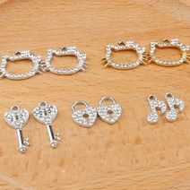 5PCS 헬로키티 펜던트 액세서리 재료 DIY 액세서리 키 잠금 음표 펜던트 케이티 캣 펜던트, 자물쇠 14*10mm, 다섯 개