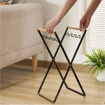 더이쁜 접이식 캠핑 우드핸들 트레쉬렉 캠핑용 분리수거 봉투걸이, 블랙, 접이식 렉, 1개