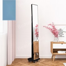 전신 드레싱 회전 및 이동 가능한 침실 옷 가게 피팅 미러 심플한 스타일 전신 거울, 스퀘어 롤러-심플 모델-블랙, 다른, 아니요