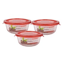 뉴오븐글라스 스마트 원형 620ml-3개/오븐용기/밀폐용기/내열유리/전자레인지, 상세페이지 참조