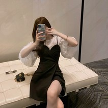 나시원피스코디 끈나시 뷔스티에원피스 여름 작은 룩 러블리블 블랙 키커 보이는 여신 무드 의류 2533095734