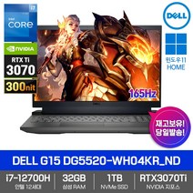 Dell G15 DG5520-WH04KR_ND [Win11/RTX3070Ti/i7-12700H/삼성RAM32GB/NVMe1TB/165Hz] 그래픽 디자인 고사양 게이밍 노트북, WIN11 Home, 32GB, 1TB, 코어i7, 다크 쉐도우 그레이