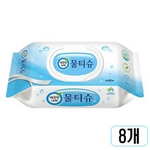 깨끗한나라 페퍼민트 물티슈 캡형, 60개입, 8개