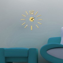 거실 시계 인테리어 저소음 대형 벽시계 new style modern large 3d mirror surface wall clock 스티커 홈 오피스 룸 diy decor, 금