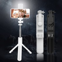 프리미엄 LED 셀카 조명 블루투스 스마트폰 휴대폰 삼각대 리모컨 셀카봉, 블랙