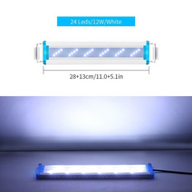 메탈라이트 슬림 어항 수조 형광등 조명 슈퍼 led 수족관 rgb 수생 식물 빛 18-58cm 확장 가능한 방수 클립 90-260v 컬러 램프, 28cm 흰색