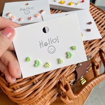 다채로운 세라믹 스터드 귀걸이 세트 캔디 컬러 스위트 귀걸이 작은 6피스 귀걸이 세트