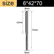 루터비트 목공 라우터 트리머 날Vsharp 3.175 4 6 8 10mm Shank 2 플루트 스트레이트 엔드 밀 텅스텐 카바, 6x42x70, 1pcs