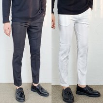 코코로맨틱 셔츠 빠짐 방지 스트라이프 스판 밴딩 남자 슬랙스