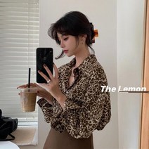 호피 레오파드 블라우스 긴팔 쉬폰 루즈핏 셔츠