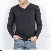 남자 기본 브이 긴팔면 티셔츠 심플모던일상룩 남자들이좋아하는 데일리룩 v넥티 모던스타일 부드러운소재