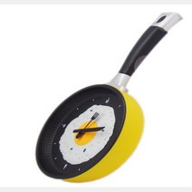 저소음 인테리어 벽시계 독특한벽시계 디자인벽시계, 계란 후라이팬 시계 옐로우