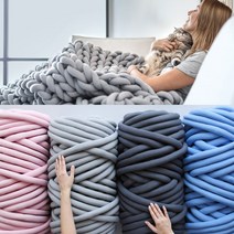 벨벳 자이언트 얀 실 자이언트얀 가방 자이언트 얀 1kg 500g 슈퍼 두꺼운 땅딸막 한 거대한 원사 큰 부피가 큰 튜브 스레드 손 뜨개질을위한 로빙 diy 면화 담요 팔 카펫, 연보라색 1kg