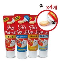 이나바 챠오츄르 챠오츄브 츄부 튜브형 고양이 간식, 4개, 참치