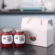 선물박스 수제 과일청 달콤딸기청 2병세트 답례품 카페 납품, 500g 딸기청 2병세트