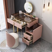 남쪽나무 원목화장대 조명 화장대 북유럽 모던 화장대세트, 100CM화장대+캐비닛+거울+스툴, 핑크