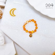 364days 김희재 굿즈 주황색 원형 크리스탈 비즈반지 오렌지 토파즈 반지 김희재 반지 콘서트 응원반지 엄마선물 친구선물
