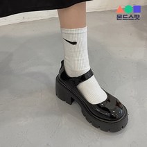 몬드스팟 6cm 여성 통굽 메리제인 플랫 로퍼 단화 유광블랙 (DM475)