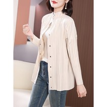 맘마롱 엄마옷 봄 여름 꽃무늬 엘레강스 마담 카라넥 플리츠 자켓 40 50대 중년의류
