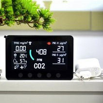7in1 tuya wi-fi 스마트 공기 품질 모니터 co2 pm2.5 pm1.0 tvoc 포름 알데히드 감지기 온도 습도 정확한 ndir 센서, 검은색 유로 플러그