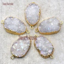 10 pcs 탑 셀러 순수 골드 컬러 불규칙한 모양 더블 보석 펜던트 아쿠아 오라 druzy 크리스탈 커넥터 39x23