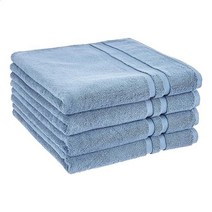 Amazon Basics GOTS 인증 유기농 면 타월 세트 6피스 섬세한 폰 미국직송 283529, 목욕 타월 (4개 팩), 트루 블루