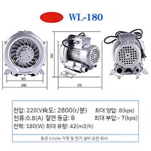 링브로워 터보 펌프 송풍 탈습 링블로아 공장 송풍기 산업용 공기펌프 통풍기 강력, B. 180W/단상 220V